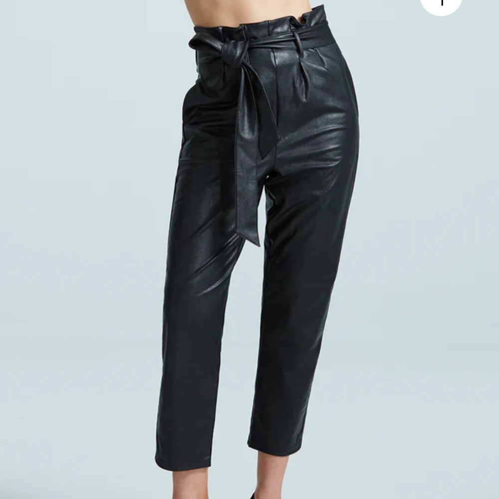 Lucy Paris Faux-Leather Paper-Waist Pants